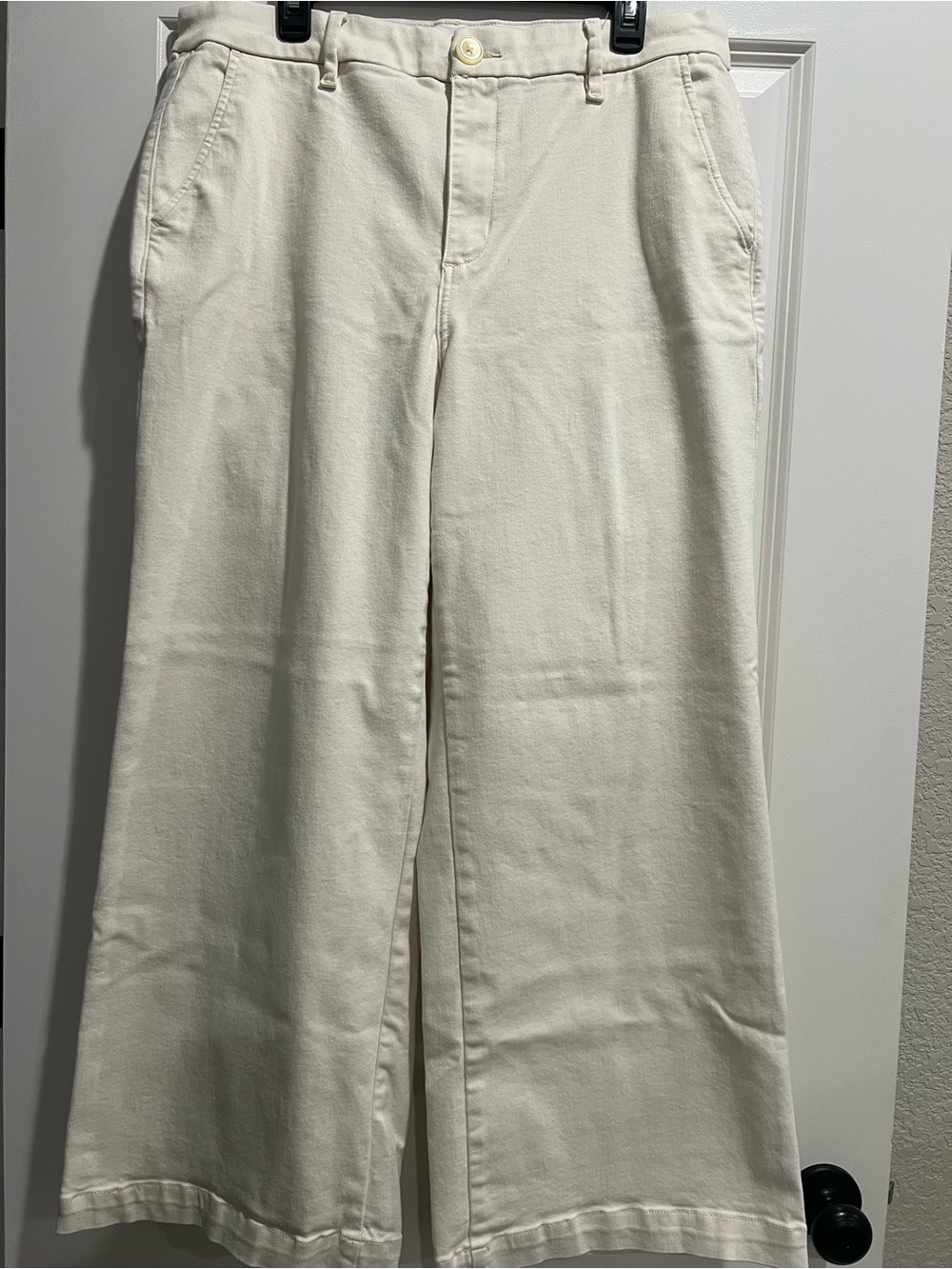 Lane Bryant Cream High-Rise Wide Leg Pants